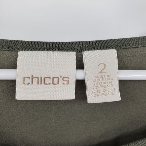 Chico's Fresh Striped Green and White Women's Blouse Top Shirt Large - Picture 3 of 10